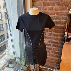 RtA Black Zip Up Cropped T Shirt | Zipper Style Tee | 100% Cotton | Short Sleeve